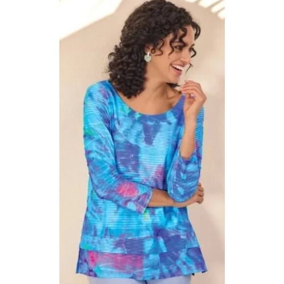 Soft Surroundings Watercolor Textured Ribbed Long-Sleeve Tunic - Picture 2 of 5